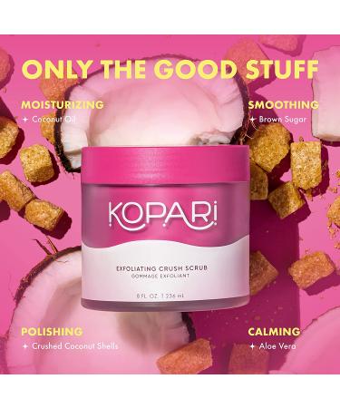 Kopari Coconut Crush Scrub - 100% Organic Brown Sugar Exfoliator, 8 Oz - Buy Online on GoSupps.com