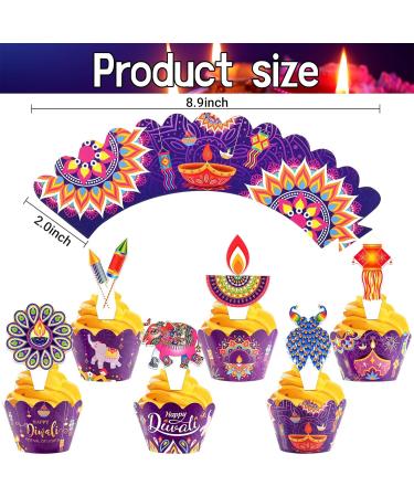 Happy Diwali Cupcake Decoration Kit Includes Rangoli Pattern Cake Stand Cake Boards Cupcake Toppers for Festival of Lights Party Decoration Supplies - Buy Online on GoSupps.com