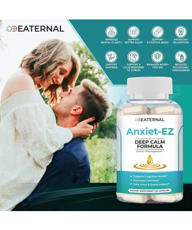 Anxiet-EZ | Natural Vegan Mood Support Supplement with Ashwagandha, Rhodiola & Lemon Balm | 60ct - Buy Online on GoSupps.com