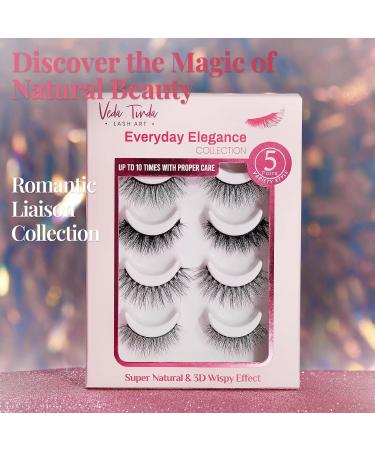Natural Cat Eye Lashes - 5 Pairs Fluffy Mink Wispy 3D Anime Strip Lashes by VEDA TINDA | Romantic Liaison - Perfect for Extensions (Glue Required - Buy Online on GoSupps.com