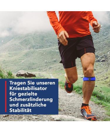 Patella Tendon Bandage - Adjustable Knee Support for Meniscus & Tendonitis | Designed by Doctors - Blue Single Pack - Buy Online on GoSupps.com