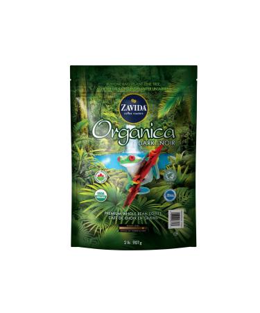 Zavida Organica Dark Premium Whole Bean Coffee Dark Roast RFA 100% Kosher Halal Organic 2 Pound Bag