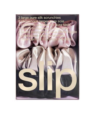 Slip Silk Large Scrunchies - 100% Pure Mulberry Silk - Hair-Friendly Luxury - Black, Pink, Caramel - 3 Pack - Buy Online on GoSupps.com