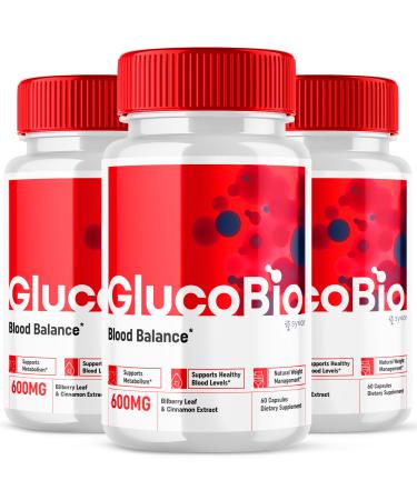 (3 Pack) Glucobio Capsules Gluco Bio Advanced Glyco Support Formula Pills Glucobio Extra Strength Supplement Glucobio Natural Ingredients Glycogen Support Gluco Bio Glycogen Reviews (180 Capsules)