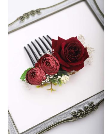 Kercisbeauty Red Rose Burgundy Hair Comb - Bridal Vintage Headpiece for Women & Girls - Buy Online on GoSupps.com