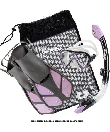 Seavenger Aviator Snorkeling Set in Lavender - S/M Size with Gear Bag - Buy Online on GoSupps.com