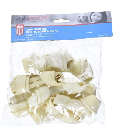 Dogit Natural Beefhide Knotted Bone Small 10cm 4-Inch 300gm 10.6-Ounce 8-9 Pieces