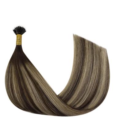 Youngsee Nano Ring Hair Extensions - Real Hair Balayage Dark Brown & Ash Blonde Ombre - 35cm 50g 1g/s - Shop Now! - Buy Online on GoSupps.com
