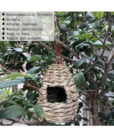 Hand-Woven Eco-Friendly Teardrop Bird Hut | Hanging Grass Bird House | 100% Natural Fiber | Shelter from Cold Weather - Buy Online on GoSupps.com