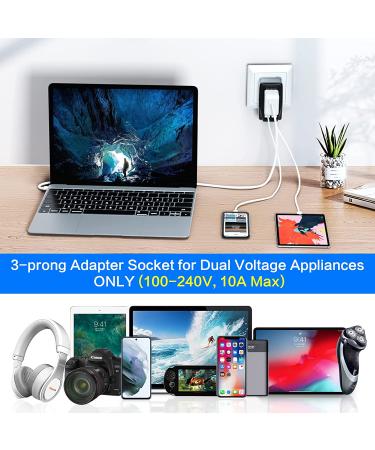 220V to 110V Power Adapter 10A with 2 USB Ports and Multi-Plug Options - Buy Online on GoSupps.com