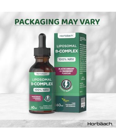 Liposomal B Complex Drops Bottle with 60ml Vitamin B Complex Drops with Vitamin B1 B12 B3 B5 B6 Folic Acid B12 & Biotin 100 NRV Vegan from Horbaach - Buy Online on GoSupps.com