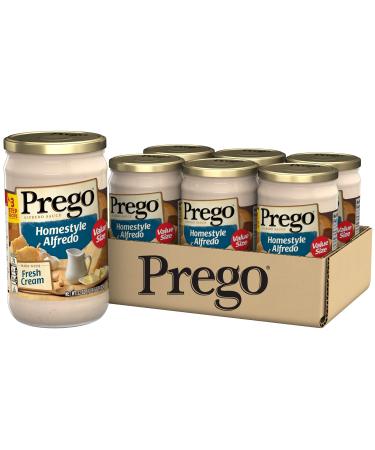 Prego Pasta Sauce, Homestyle Alfredo Sauce, 22 Ounce Jar (Pack of 6)