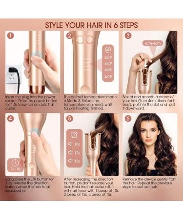 Automatic Curling Iron - Professional Hair Curler with 1 Large Slot 4 Temps 3 Timer Settings - Dual Voltage & Anti-Tangle for Perfect Curls - Buy Online on GoSupps.com