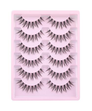 Manga Cat Eye False Eyelashes - Natural Look Wispy Lashes - Asian Korean Cosplay Faux Mink - 6 Pairs - Buy Online on GoSupps.com