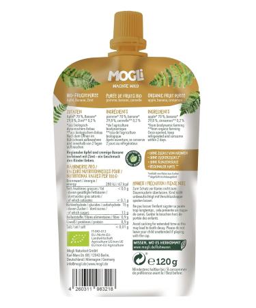 Buy MOGLi Bio Demeter Quetschi Apple Cinnamon - Organic Fruit Pouches 12 x 120g | International Shipping Available - Buy Online on GoSupps.com