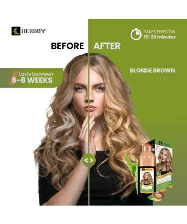 Hair Color Shampoo for Gray Coverage | Herbal Extract Instant Dye & Conditioner - Long Lasting Blonde Brown (500ml - Buy Online on GoSupps.com