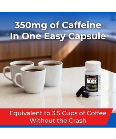 Caffeine Pills with L-Theanine - Peptime Black Energy Supplements for Maximum Performance - 350mg Caffeine & 200mg L-Theanine Energy Pills - Zero Sugar Zero Calories Zero Crash - Buy Online on GoSupps.com