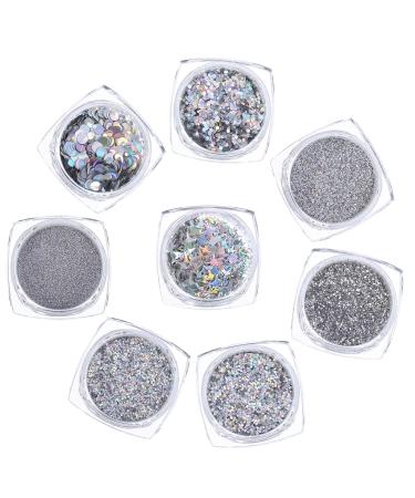 Qinren 8 Box Nail Glitter Powder - Nail Art Glitter Seedlets with Tweezers for Easy Application | Body Glitter & Epoxy Resin Decoration - Buy Online on GoSupps.com