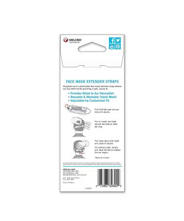 VELCRO Brand Face Mask Extender Straps 4pk Light Blue - Comfortable & Adjustable Ear Savers - Buy Online on GoSupps.com