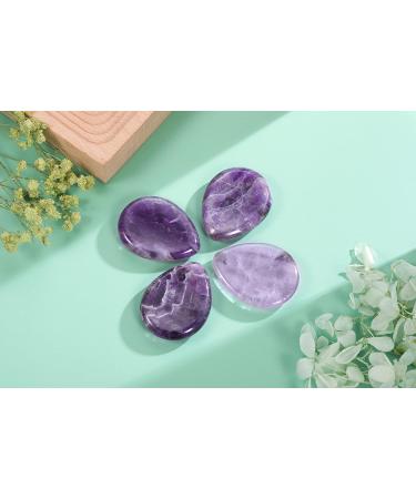 Amethyst Carved Thumb Worry Stone - Natural Healing Crystal Pocket Palm Stone - Buy Online on GoSupps.com