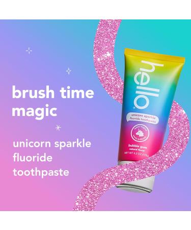 hello Unicorn Sparkle Kids Toothpaste with Fluoride, Bubble Gum Toothpaste, 4.2 Oz Tube (Pack of 3) - Buy Online on GoSupps.com