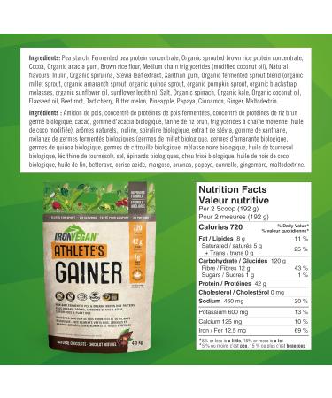 Iron Vegan Athlete's Gainer Chocolate 10 lbs - Plant Based Protein Supplement - Buy Online on GoSupps.com