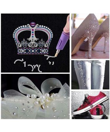 Hotfix Applicator DIY Rhinestone Wand Setter Tool Kit with 7 Tips, Tweezers, Cleaning Brush, 2 Pencils, and 10 Colors of Hot-Fix Crystal Rhinestones - Purple - Buy Online on GoSupps.com