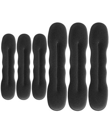 6 pieces hair bun maker upgraded hair holder sponge clips hair styling donut rolls hair twist curls curler donut tools 3 large and 3 small (black) - Buy Online on GoSupps.com