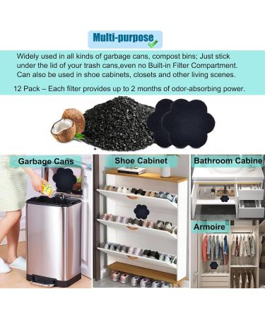 Universal Waste Bucket with Odor-Absorbing Filter | Activated Carbon Cleaning Deodorator for Trash Cans Compost & Recycling - 12 Pieces (17 cm Flower) - Buy Online on GoSupps.com