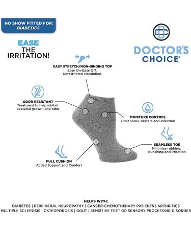 Doctor's Choice Diabetic No Show Socks - Size 9-11 (4 Pairs, Black, Medium) - Buy Online on GoSupps.com