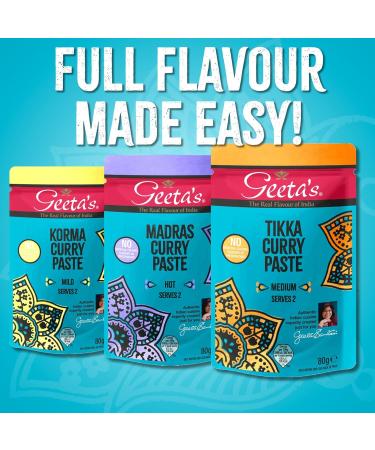 Geeta's Madras Curry Paste Pouch 4x80g - Buy Online on GoSupps.com