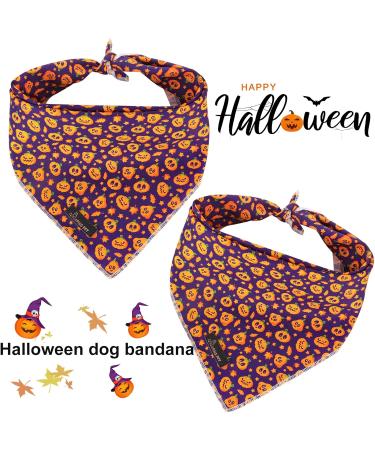 Halloween Pumpkin Dog Bandana - Adorable Purple Triangle for Small to Large Dogs & Cats - Buy Online on GoSupps.com