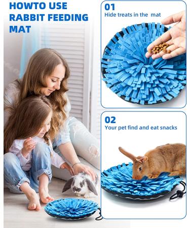 Rabbit Foraging Mat - Interactive Feed Game for Small Pets | OVMKOV 9.44 x 9.44 Snuffle Pad Bed Nosework Mat for Bunny, Hamster, Guinea Pigs, Ferrets, Chinchillas - Buy Online on GoSupps.com