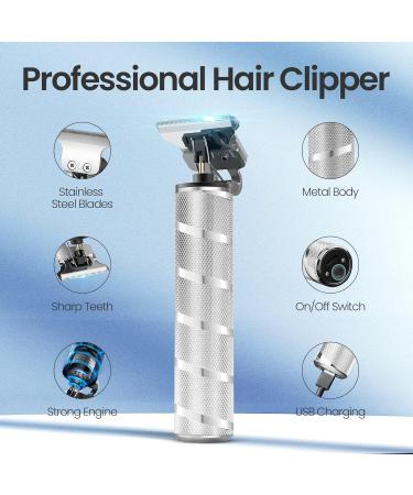 Professional T Blade Hair Trimmer for Men - Cordless Electric Hair Clippers for Precision Beard Trimming - Adjustable Grooming Kit with Guide Combs - Silver - Buy Online on GoSupps.com