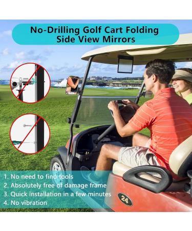 10L0L Golf Cart Mirror - Universal Side Mirrors for Club Car, EZGO, Yamaha - Folding Rear View Mirrors with 180 Degree HD Glass - No Drilling Required - Buy Online on GoSupps.com
