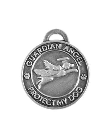 Luxepets Dog Collar Pendant Guardian Angel Dog Antique Silver