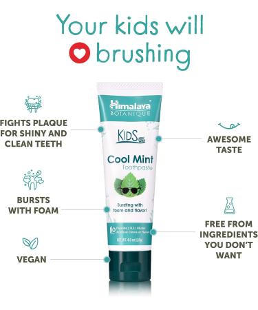 Himalaya Botanique Kids Toothpaste Cool Mint and Bubble Gum Variety Pack Fluoride-Free Gentle No Artificial Colors SLS Free Gluten Free 4 Oz (Pack of 2) - Buy Online on GoSupps.com