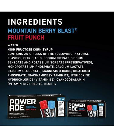 POWERADE Giant-sized Freezer Bars 5.5 oz Mountain Berry Blast & Fruit Punch Flavors 45 Count Pack with Electrolytes & B Vitamins - Buy Online on GoSupps.com