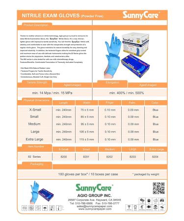 SunnyCare 1000 8202 Blue Nitrile Medical Exam Gloves Powder Free Chemo-Rated | Medium Size | 100/Box, 10Boxes/Case - Buy Online on GoSupps.com