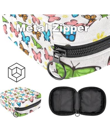Menstruation Bag with Zipper - Women's Tampon & Napkin Organizer | Butterfly Pattern Collection - Shop Now! - Buy Online on GoSupps.com