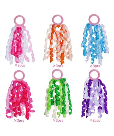Sucrain 18 PCS Colorful Elastic Curly Hair Ribbons Ties for Girls - Boutique Hair Bands for Toddlers, Kids & Children | Ponytail Holders - Buy Online on GoSupps.com