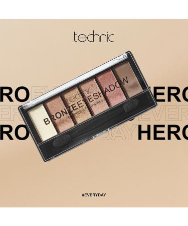 Technic Bronze Eyeshadow Palette - 6 Pigmented Shimmer Shades for Natural or Glam Make-up Look - Long Lasting Coverage - 7.2g (Pack of 1) - Buy Online on GoSupps.com