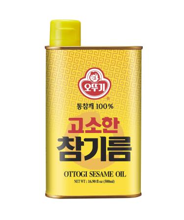 OTTOGI Premium Roasted Sesame Oil, 100% Pure sesame oil, Traditional Korean Style oil (16.90 fl oz. 500ml)
