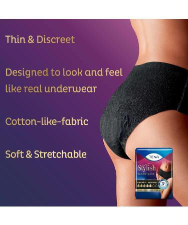 Tena Stylish Black Incontinence Underwear for Women - Maximum Absorbency X-Large (28 ct 2 Packs) - Comfort & Protection - Buy Online on GoSupps.com