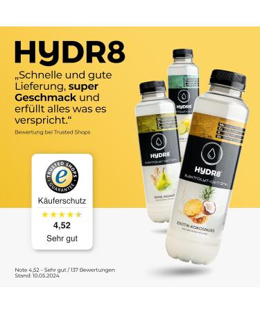HyDR8 Sugar-Free Electrolyte Drink Refreshing Exotic Coconut Flavor | 5 Essential Electrolytes Including Magnesium | 12 x 500ml Perfect for Sports & Celebrations - Buy Online on GoSupps.com