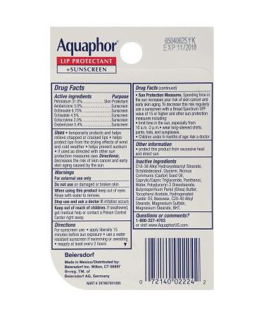 Aquaphor Lip Protectant + Sunscreen SPF 30 - 2 Tubes (0.35 oz Each) | Moisturizing Lip Care - Buy Online on GoSupps.com