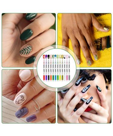 12Pcs 3D Nail Art Pens Set | Gel Nail Drawing Pens for DIY Painting Nails | Manicure Polish Tools for Women and Girls - Buy Online on GoSupps.com