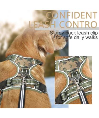 Shop Heele Adjustable Reflective Dog Harness for Large Dogs - Anti-Pull Padded Handle Camouflage Green - XL (53-97cm) - Buy Online on GoSupps.com