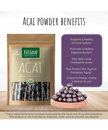 FeelGood Organic Superfoods Acai Powder - Vegan, Non-GMO, Gluten Free Antioxidant for Acai Berry Tea, Bowls & Smoothies 4 oz - Buy Online on GoSupps.com