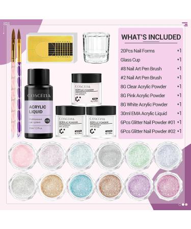 Acrylic Nail Kit for Beginners | Complete Set with 12 Colors Glitter Powder, Nail Forms, Manicure Tools | Perfect for Nail Extension | Christmas Gift - Buy Online on GoSupps.com